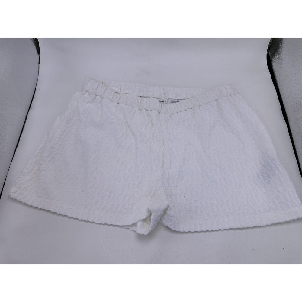 Tommy‎ Hilfiger Terry Cloth Shorts Size L White Vintage All Over Print